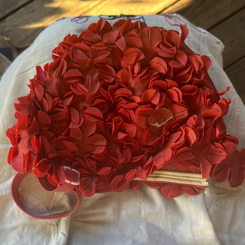 Red Floral Swim Cap